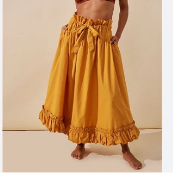 Free People Dresses & Skirts - Size xl FP Favorite Part Midi Skirt gold/ yellow smoke and pet free
